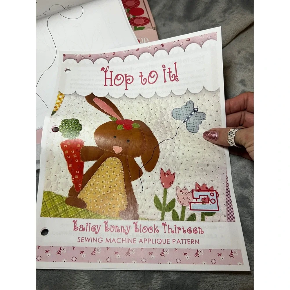 Hop To It Bailey Bunny Quilt Kit Stitches of Love Applique Pattern Fabric 13